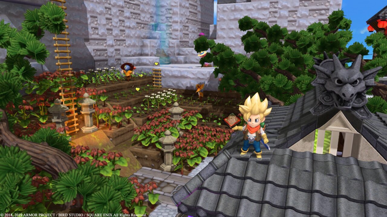 A screenshot of the protagonist building in Dragon Quest Builders 2