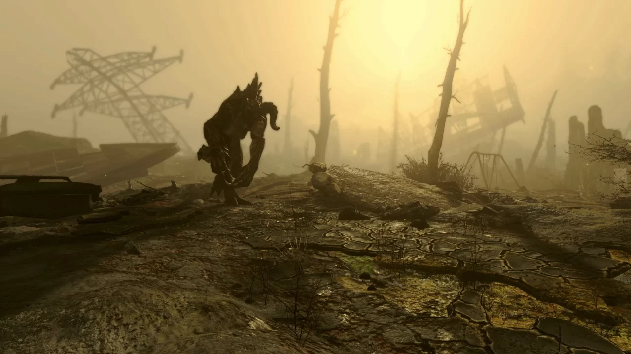 A screenshot of a decrepit wastelands in Fallout 4