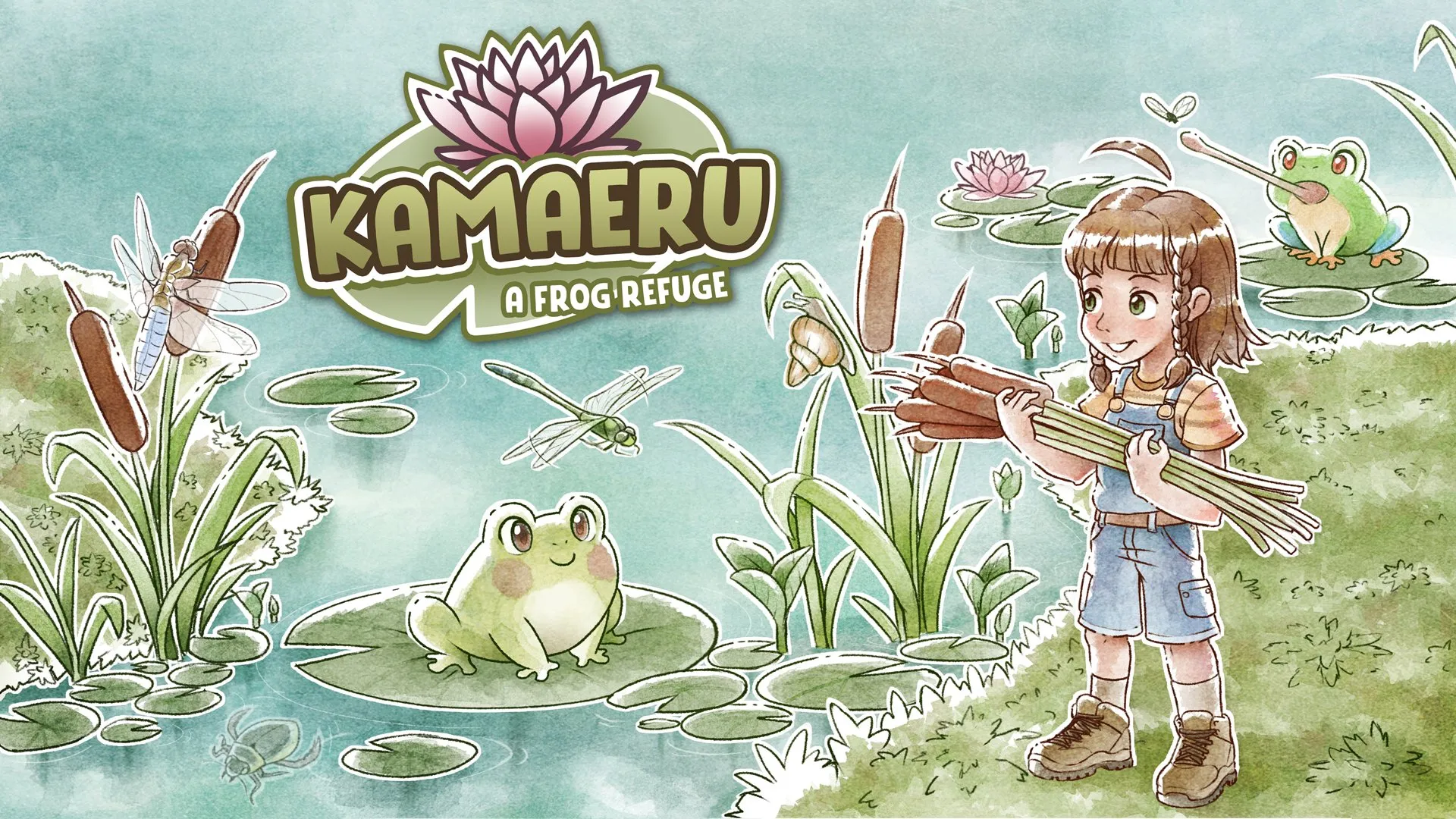 Artwork of Kamaeru: A Frog Refuge, one of several RPGs coming this week