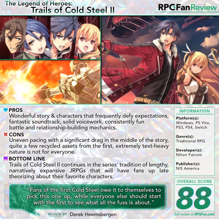 Legend of Heroes Trails of Cold Steel II Review Card