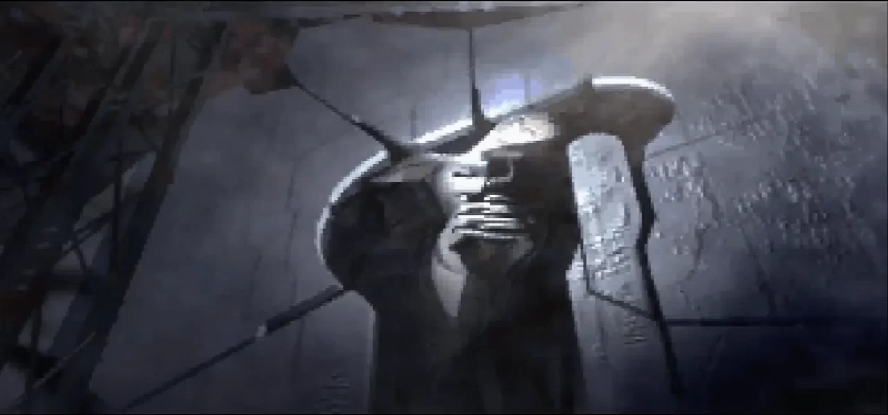 Azel is frozen in carbonite, cracks appear around her body in Panzer Dragoon Saga.