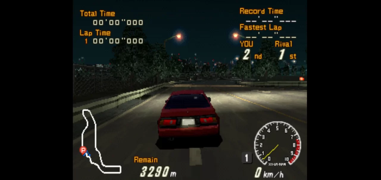 Screenshot behind the car during a race.