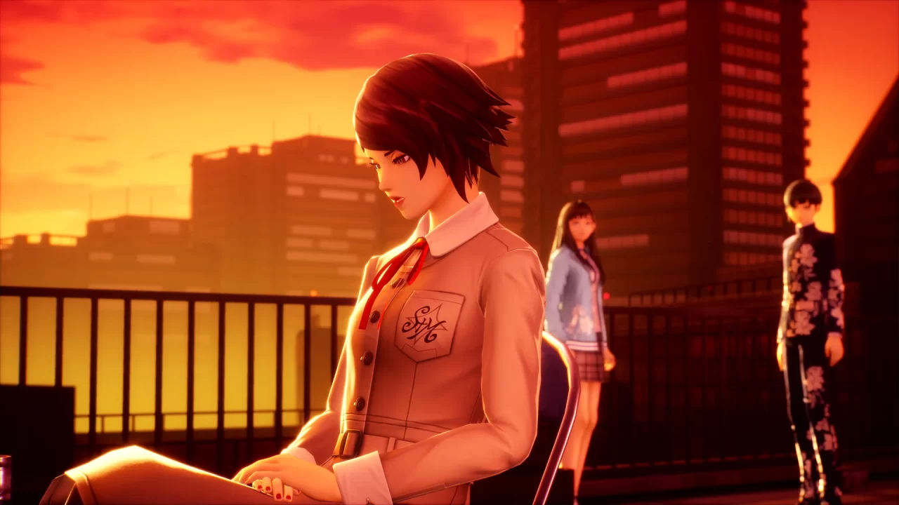 A screenshot of the main characters, Yoko and Tao from Shin Megami Tensei V: Vengeance.