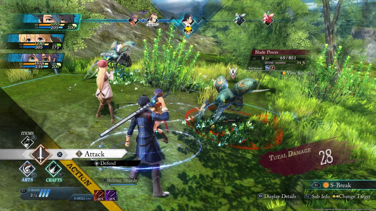 A battle screenshot from The Legend of Heroes: Trails through Daybreak.