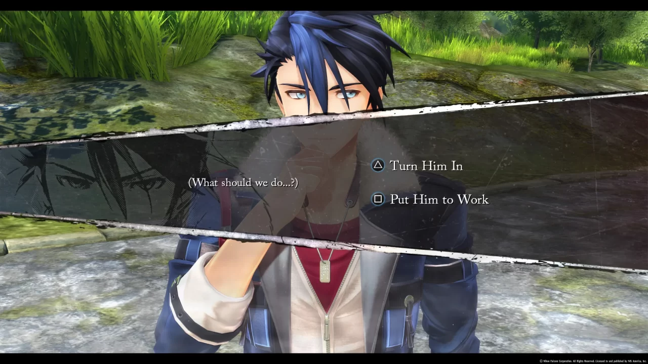 Van makes a decision in The Legend of Heroes: Trails through Daybreak.